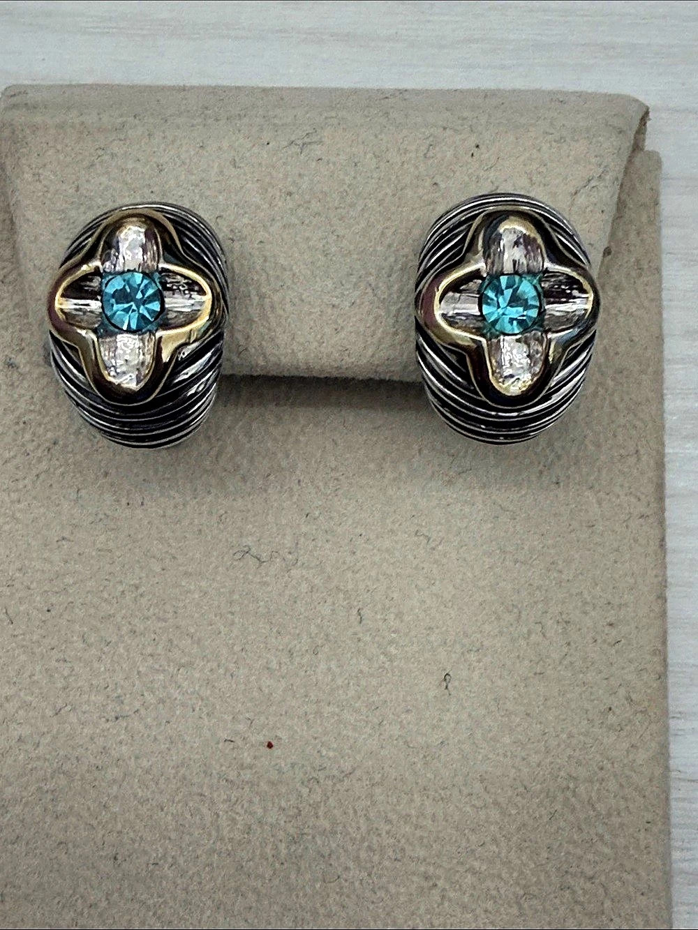 Turquoise Clip-On Earrings in Silver & Blue